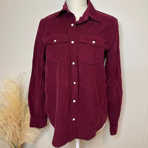 Button Up corduroy Burgundy top - Picture 1 of 4